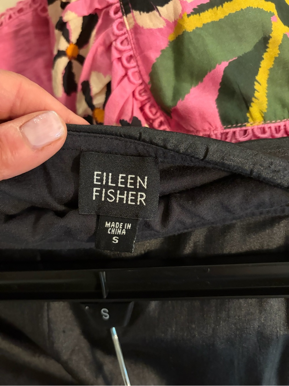Eileen Fisher Pink Green Floral Midi Skirt